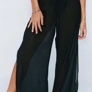 Nasty Gal Black Sheer Wide Leg Pants
